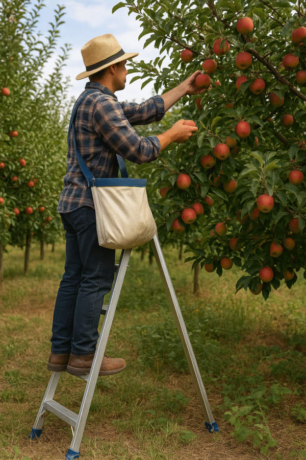  Escalera de aluminio ultraligera para recogida de fruta – 5 peldaños (150 cm/4kg))