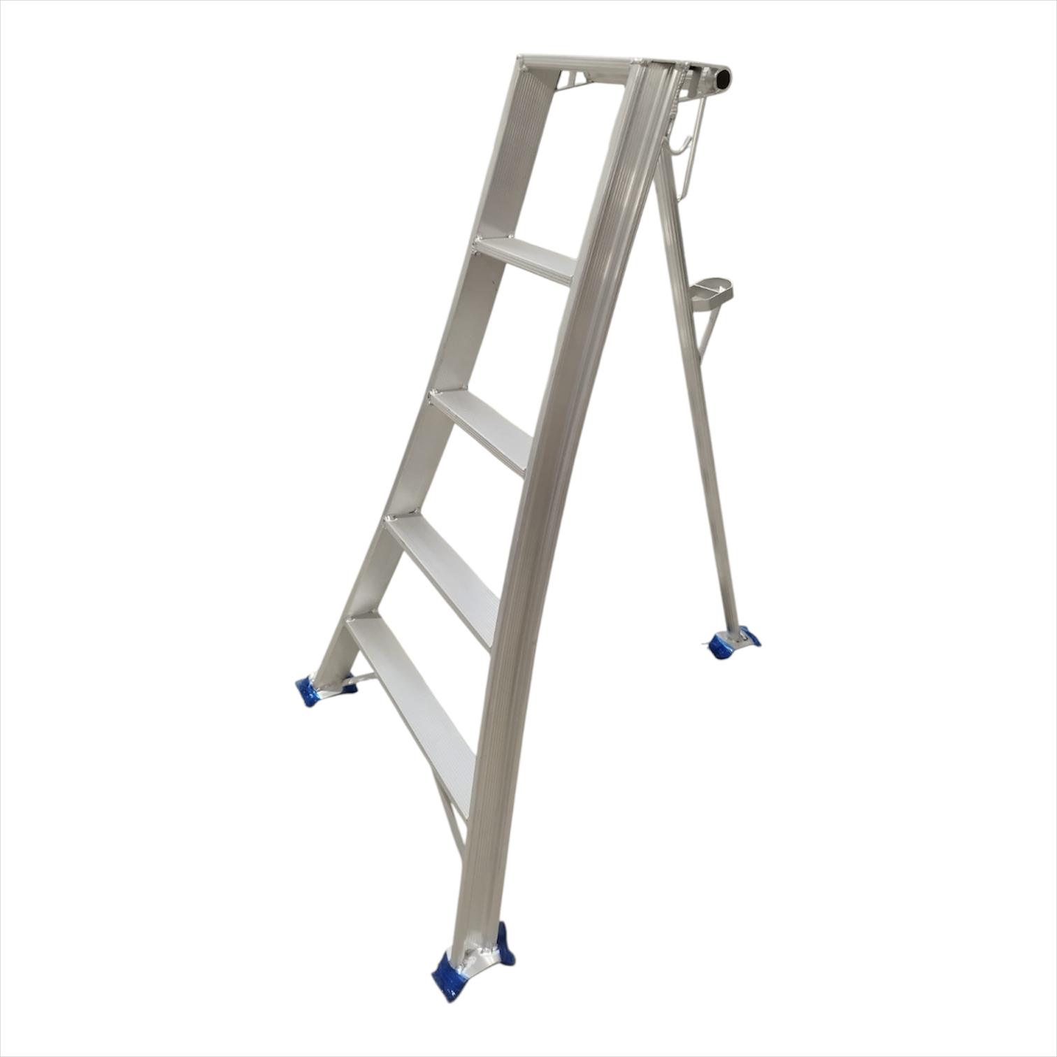 Escalera de aluminio trípode de 5 peldaños para recogida de fruta